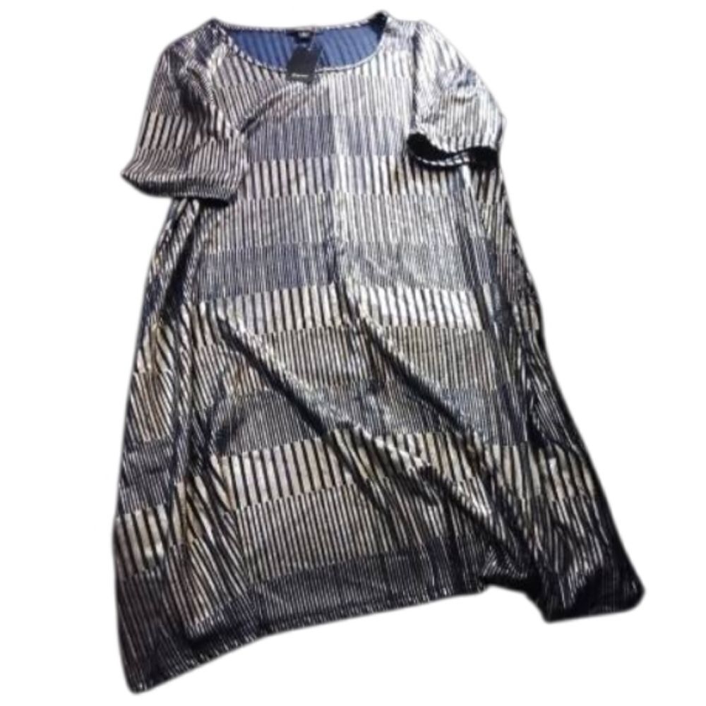 Espresso gold/Navy blue shimmy dress, (324)nwt